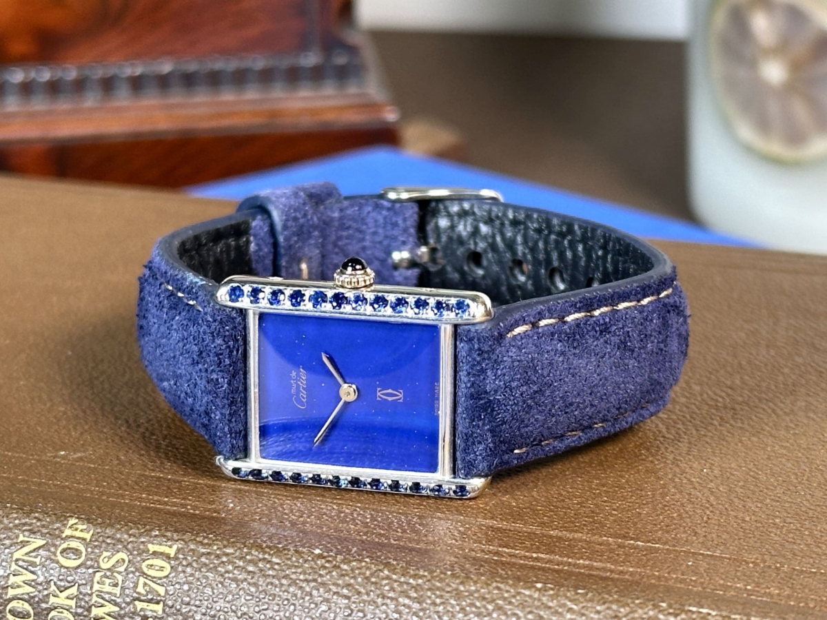 1990s Cartier Must de Tank Medium Mechanical Gem Set - Image 4