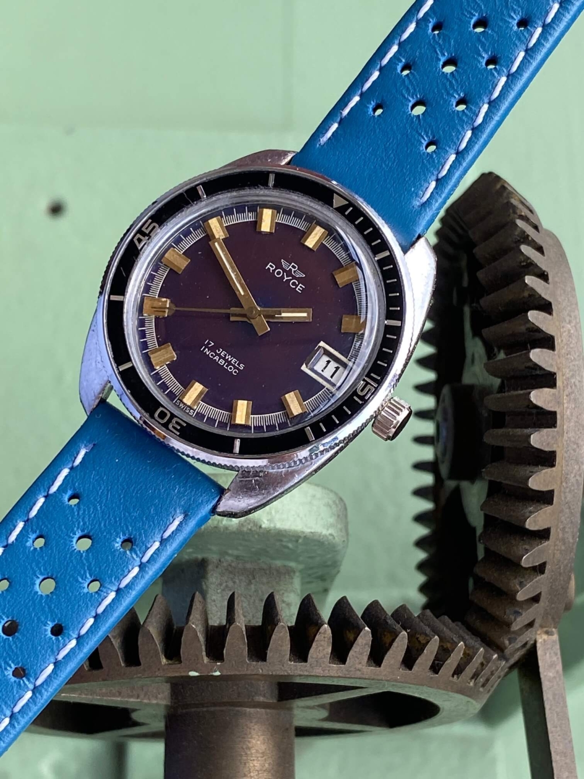 1970 Royce 17 Jewel Diver Tropical Dial in S/S Comber of Lewes & Co