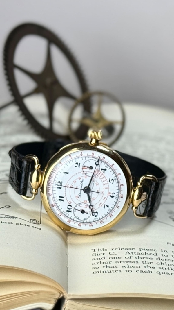 1930s Gander Watch Monopusher Chronograph, 18ct gold