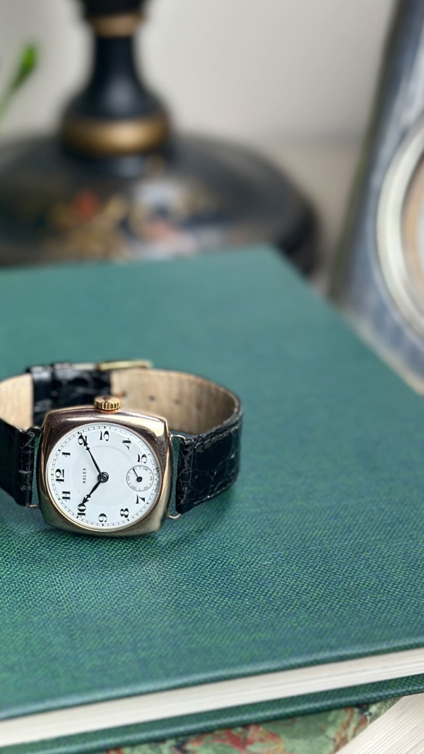 Rolex Enamel Dial, Cushion Case in 9ct Rose Gold