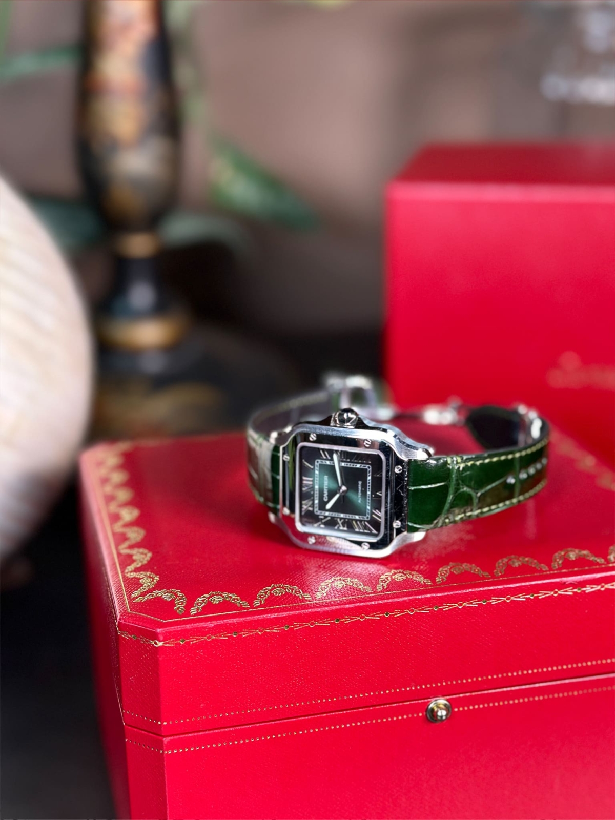 2024 Cartier Santos De Cartier Green Dial w/ Bracelet and Leather