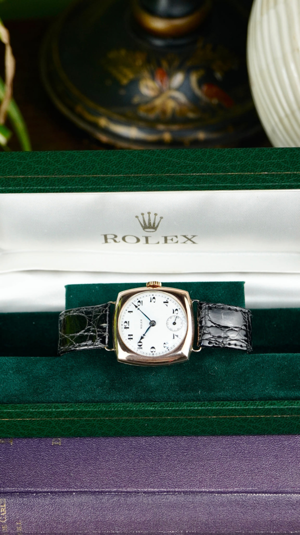 Rolex Enamel Dial, Cushion Case in 9ct Rose Gold