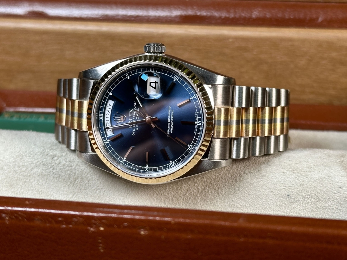 1986 Rolex Day-Date 18ct White, Yellow and Rose Gold 18039B “Tridor” - Image 9
