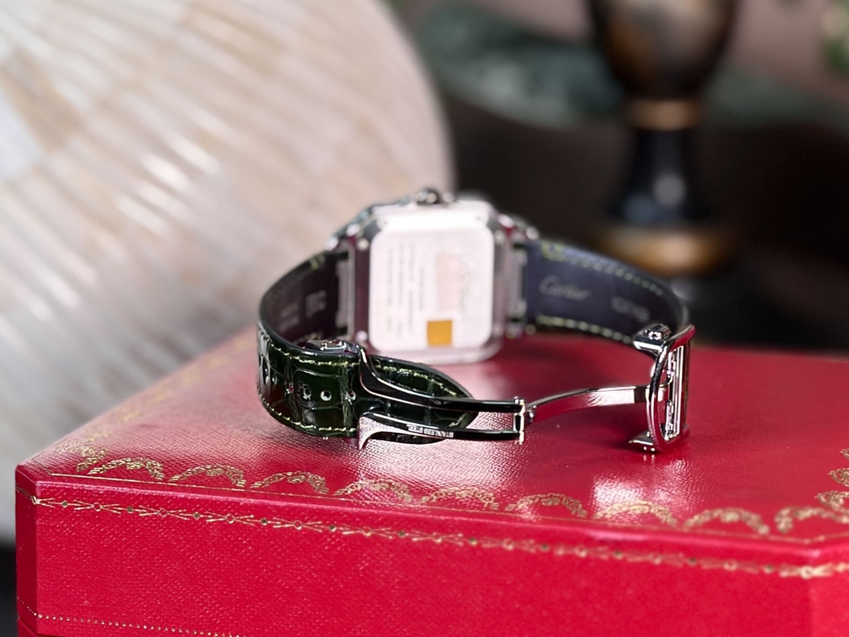 2024 Cartier Santos De Cartier Green Dial w/ Bracelet and Leather - Image 3