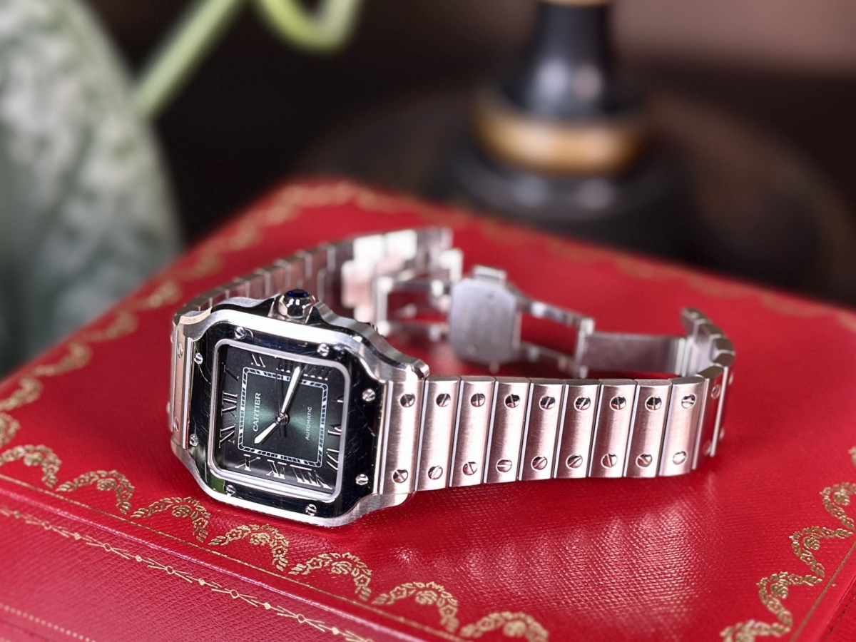 2024 Cartier Santos De Cartier Green Dial w/ Bracelet and Leather - Image 6