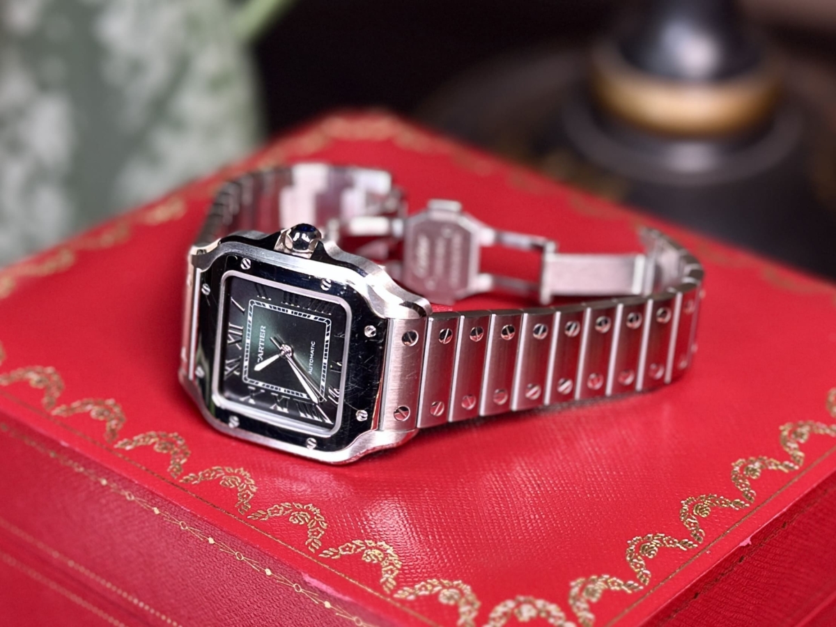 2024 Cartier Santos De Cartier Green Dial w/ Bracelet and Leather - Image 7