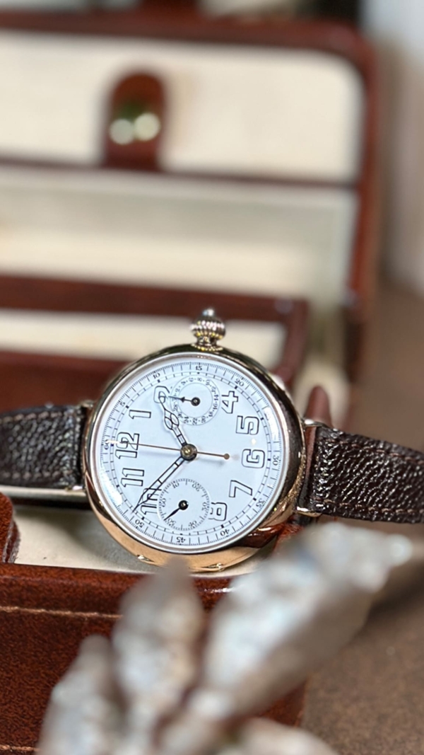 1920's Single Pusher Chronograph in 9ct Rose Gold